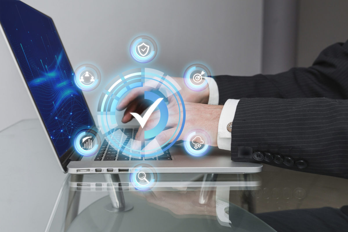 Visual representation of identity verification with user icons, security shields, and access control layers, symbolizing Identity and Access Management (IAM) systems.